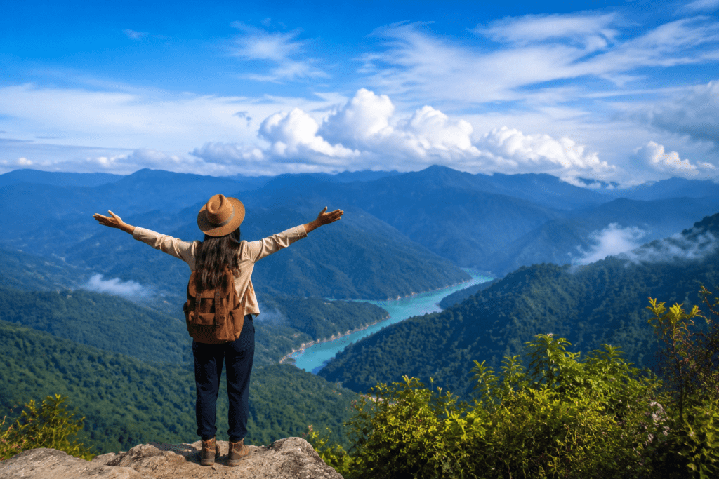 Scenic Himalayan mountain valley view representing Northeast India travel tourism experience