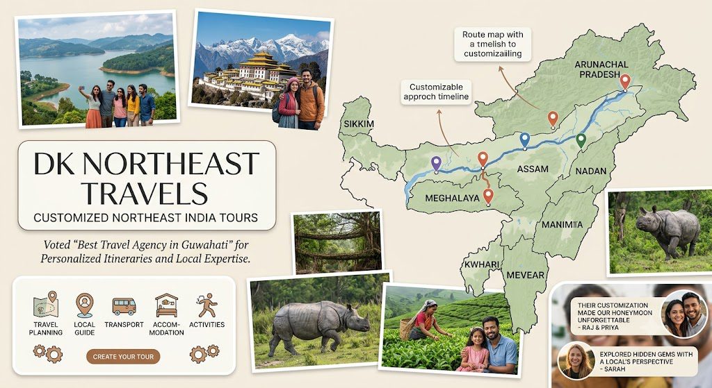 DK Northeast Travels best travel agency in Guwahati offering customized Northeast India tours and premium travel services